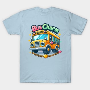 Cartoon Style School Bus Charm T-Shirt